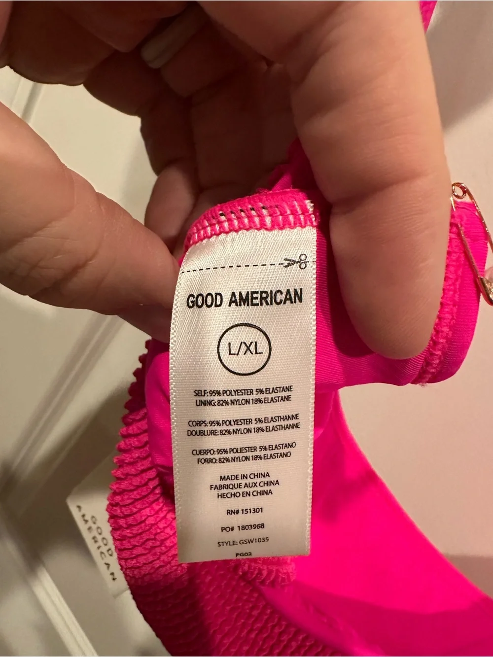 Good American Pink Glow Always Fits Scoop Bikini Top L/XL